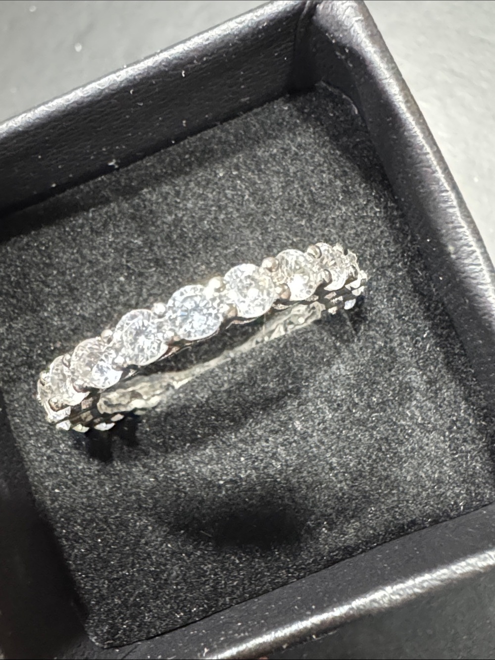 Silver Crystal Eternity Band Ring - Sparkling White Stones
